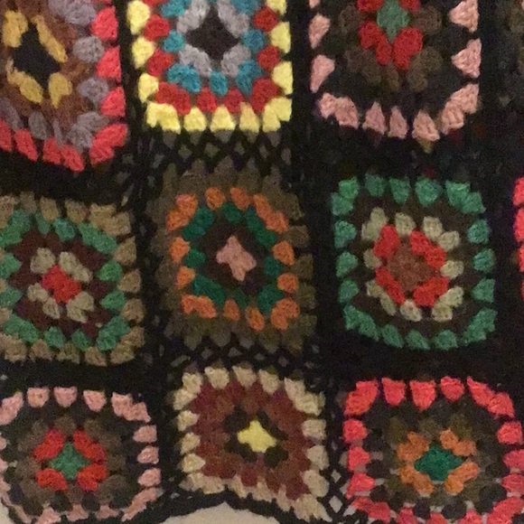 Multicolor Crochet Granny square hooded maxi cardigan one size - Picture 4 of 12